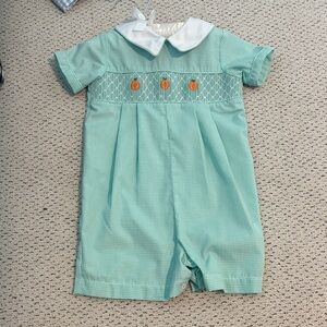 Southern Smocked Pumpkin Romper! 2T